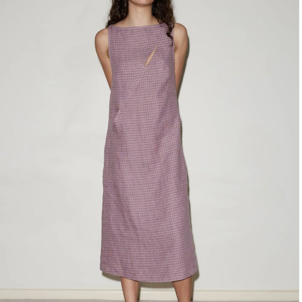 NEVER WORN! High Tie Dress - Musk Check